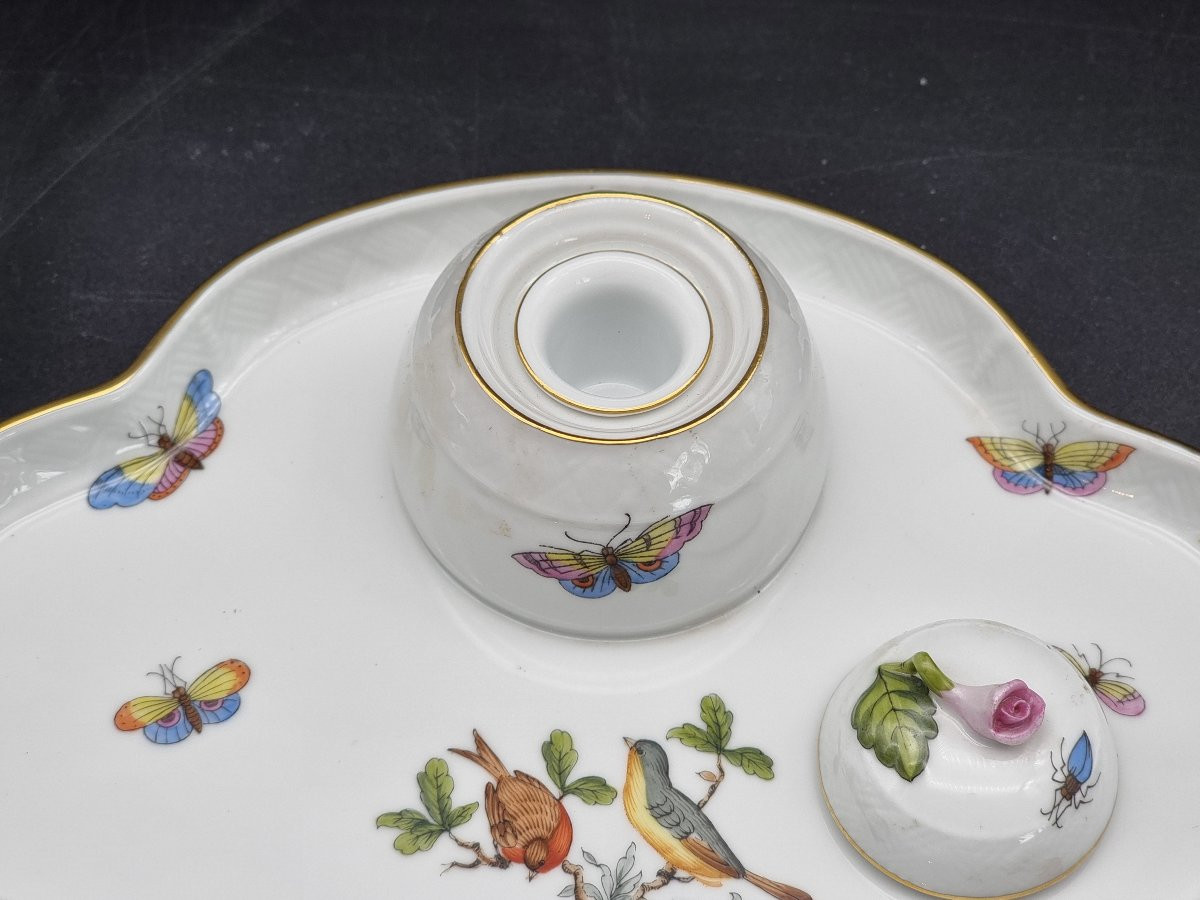 Calamaio in porcellana Herend, decoro “Rothschild Bird”, XX secolo-photo-3