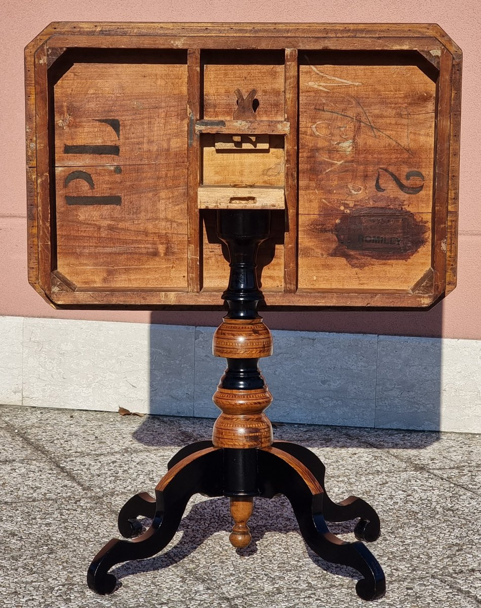 Tavolino a vela intarsiato, bottega di Rolo (Emilia), seconda metà dell’Ottocento-photo-3