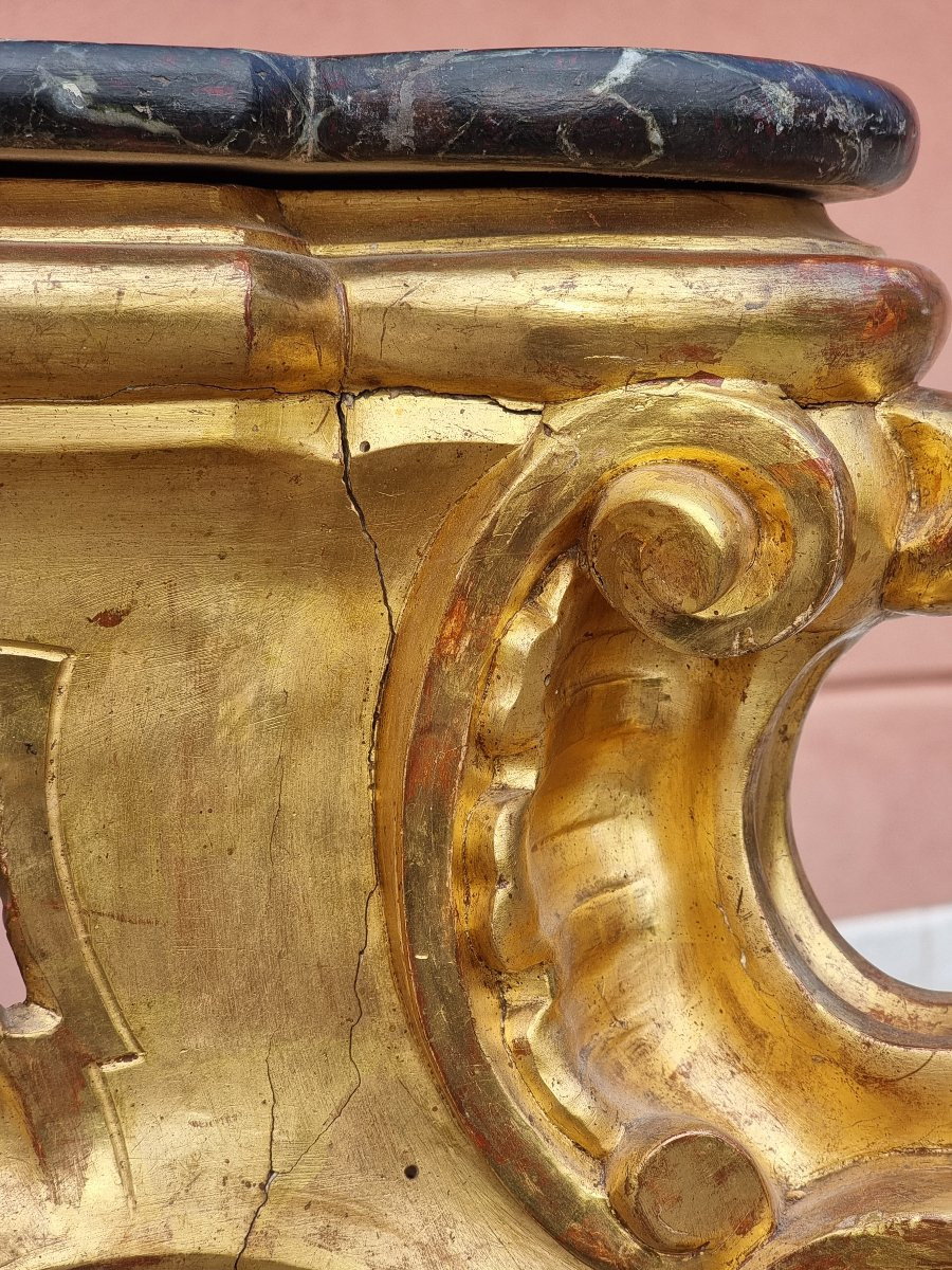Console dorata con piano in marmo – Veneto, metà XIX secolo-photo-3