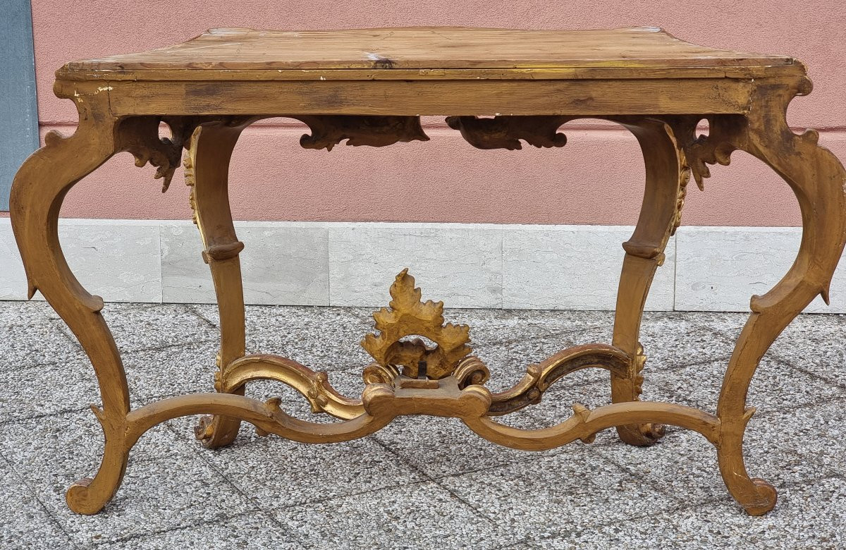 Console dorata con piano in marmo – Veneto, metà XIX secolo-photo-1