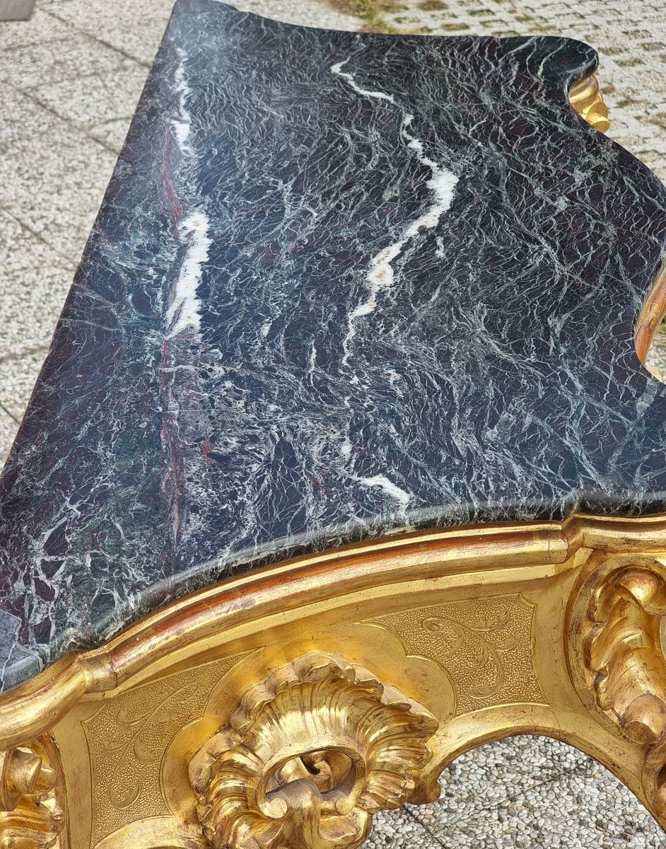 Console dorata con piano in marmo – Veneto, metà XIX secolo-photo-5