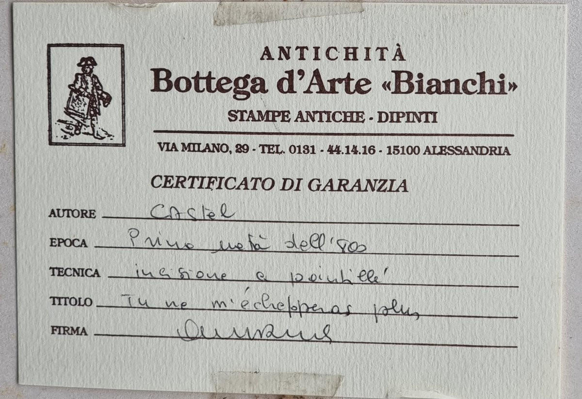 Serie di quattro stampe francesi, “Amorini alati” Incisore Castel, editore Jean-photo-5