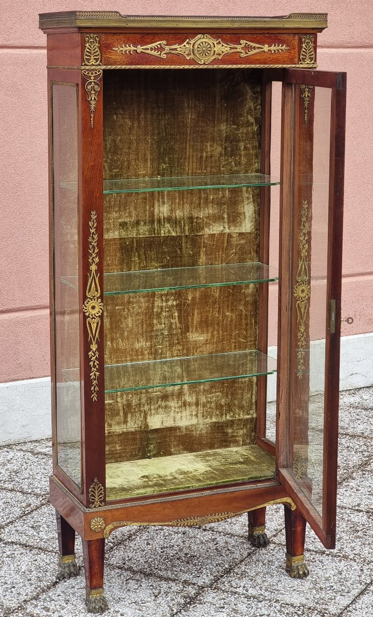 Cristalliera in mogano e bronzi dorati – Francia, periodo Napoleone III, fine XIX secolo-photo-1