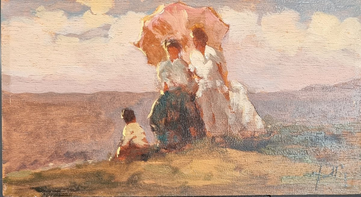 Coppia di oli su tavoletta – Scuola veneziana, firmati Frattini-photo-2