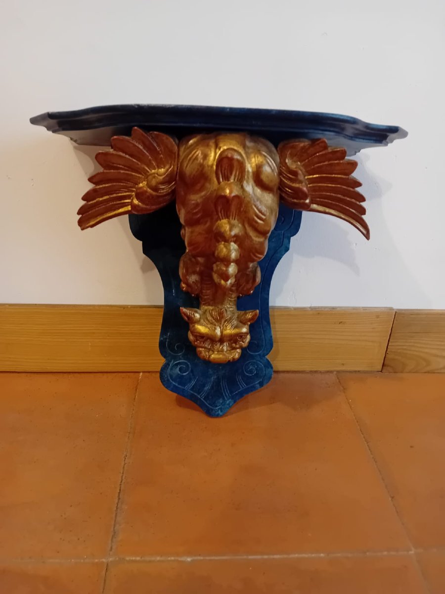 Coppia di mensole con fregi di drago dorato – elementi ottocenteschi riadattati-photo-3
