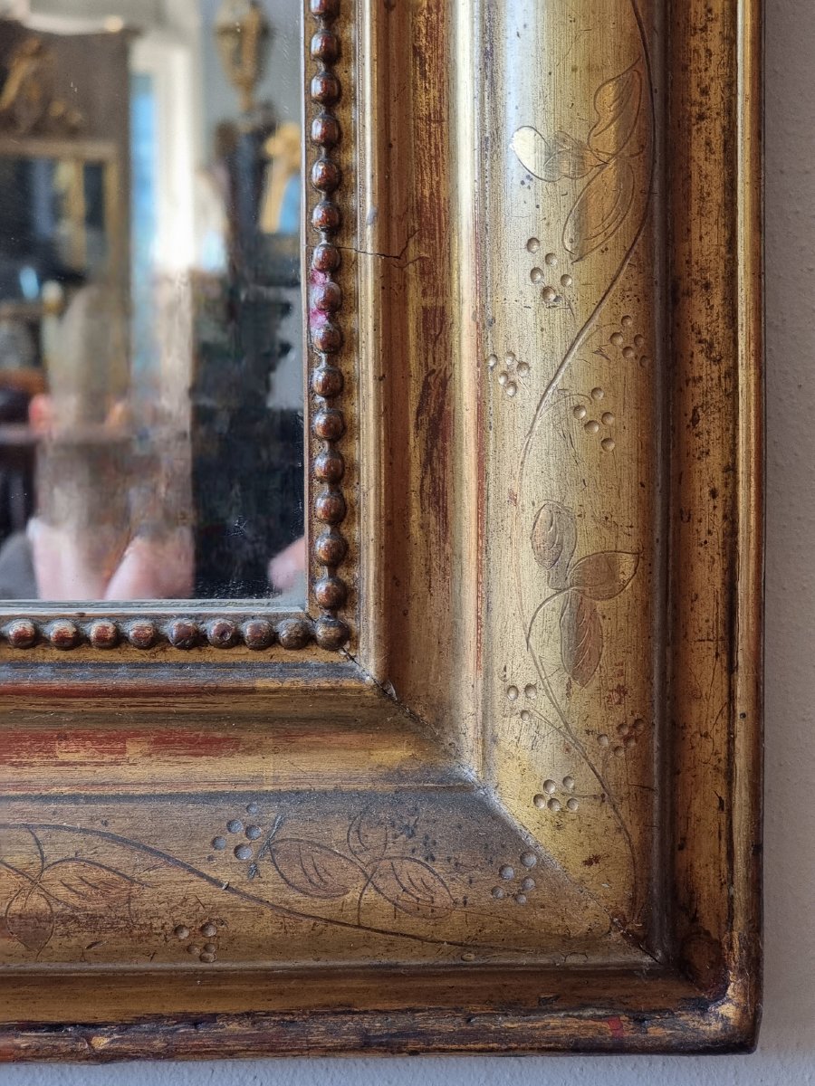 Specchiera Luigi Filippo in pastiglia dorata a foglia d’oro, metà XIX secolo-photo-3