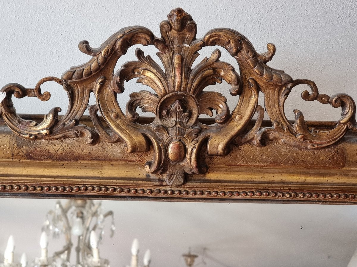Specchiera Luigi Filippo in pastiglia dorata a foglia d’oro, metà XIX secolo-photo-4