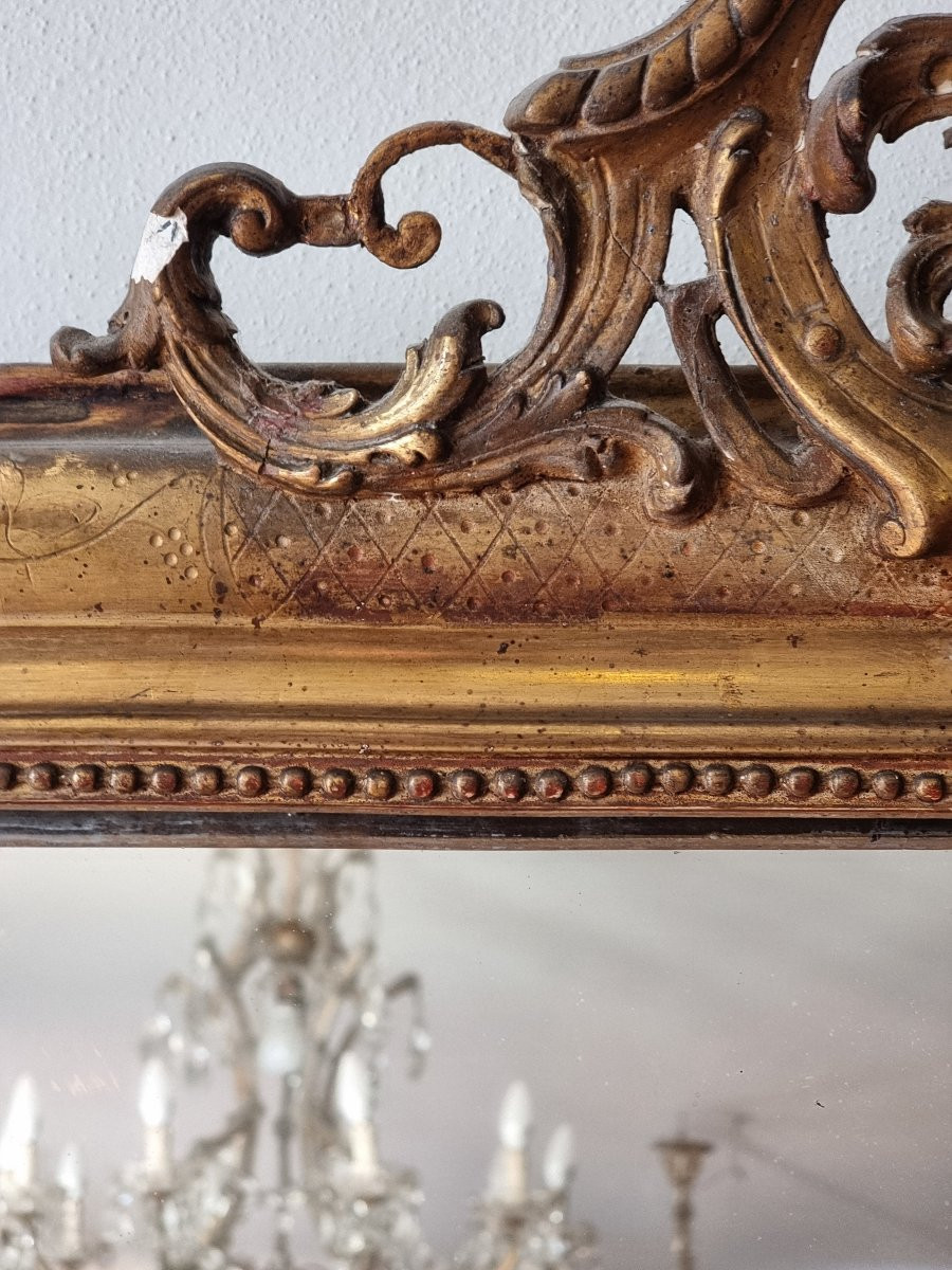 Specchiera Luigi Filippo in pastiglia dorata a foglia d’oro, metà XIX secolo-photo-1