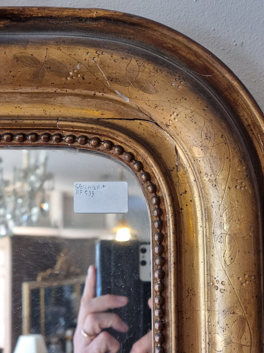 Specchiera Luigi Filippo in pastiglia dorata a foglia d’oro, metà XIX secolo-photo-3