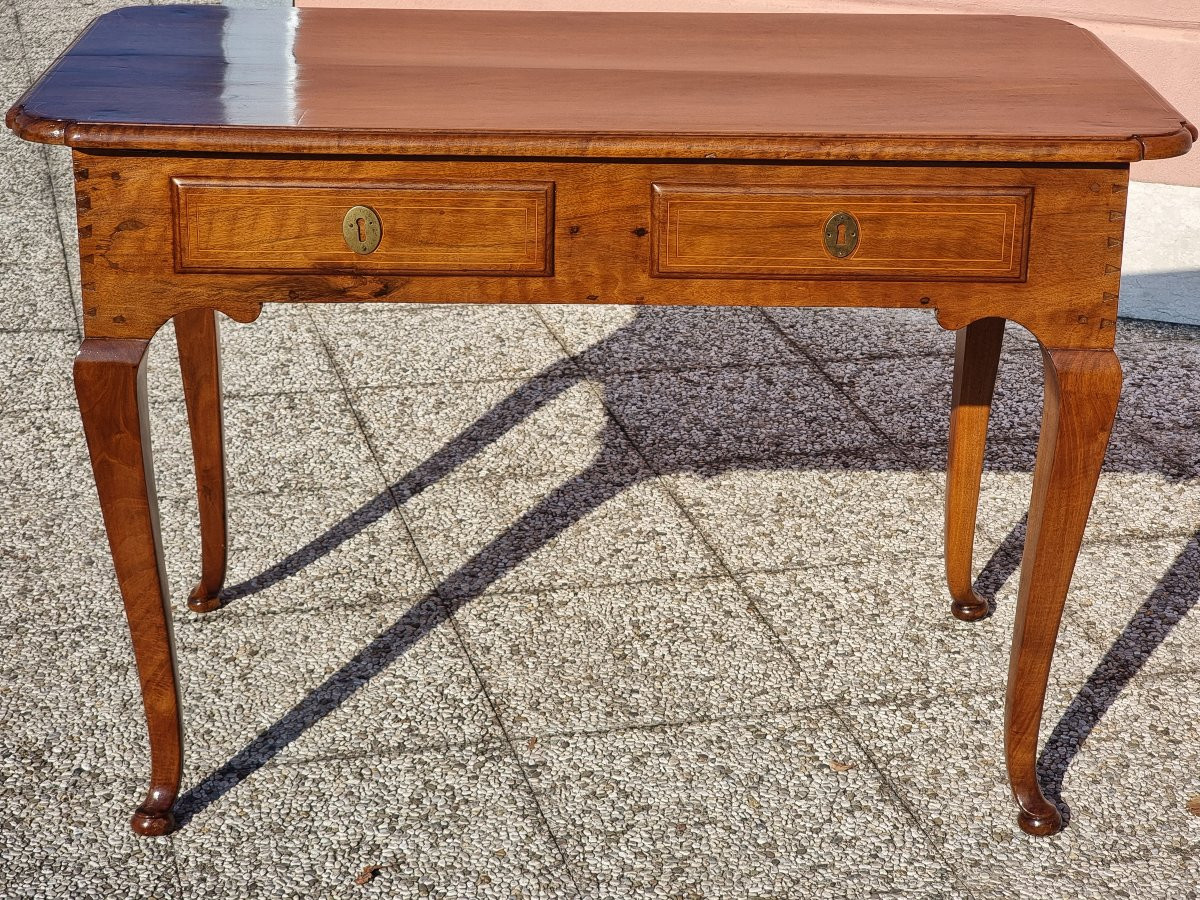 Tavolino / scrittoio piemontese in noce massiccio, XVIII secolo-photo-3