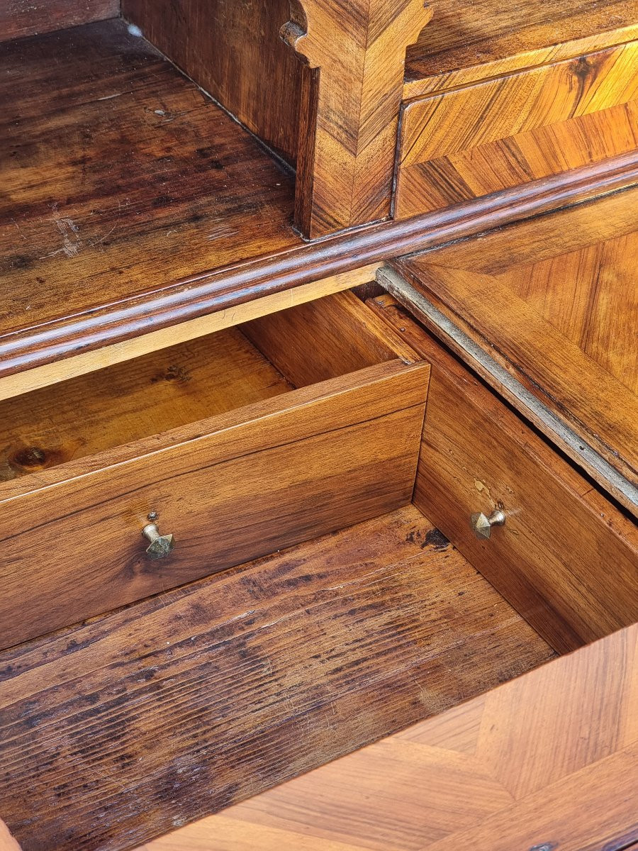 Ribalta veneta in noce lastronata e intarsiata, XVIII secolo-photo-8