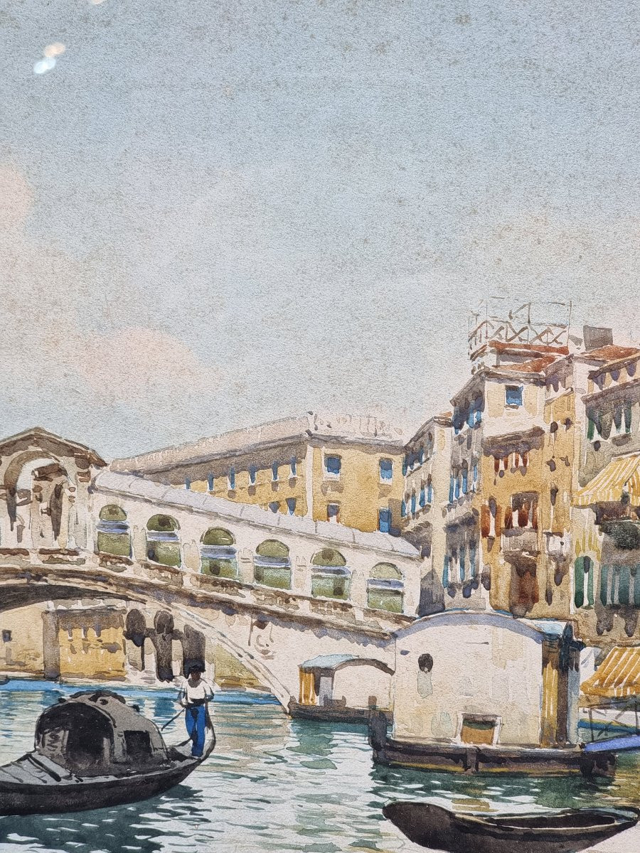 Acquerello veduta del Ponte di Rialto, Guido Peruzzi (XX secolo)-photo-4