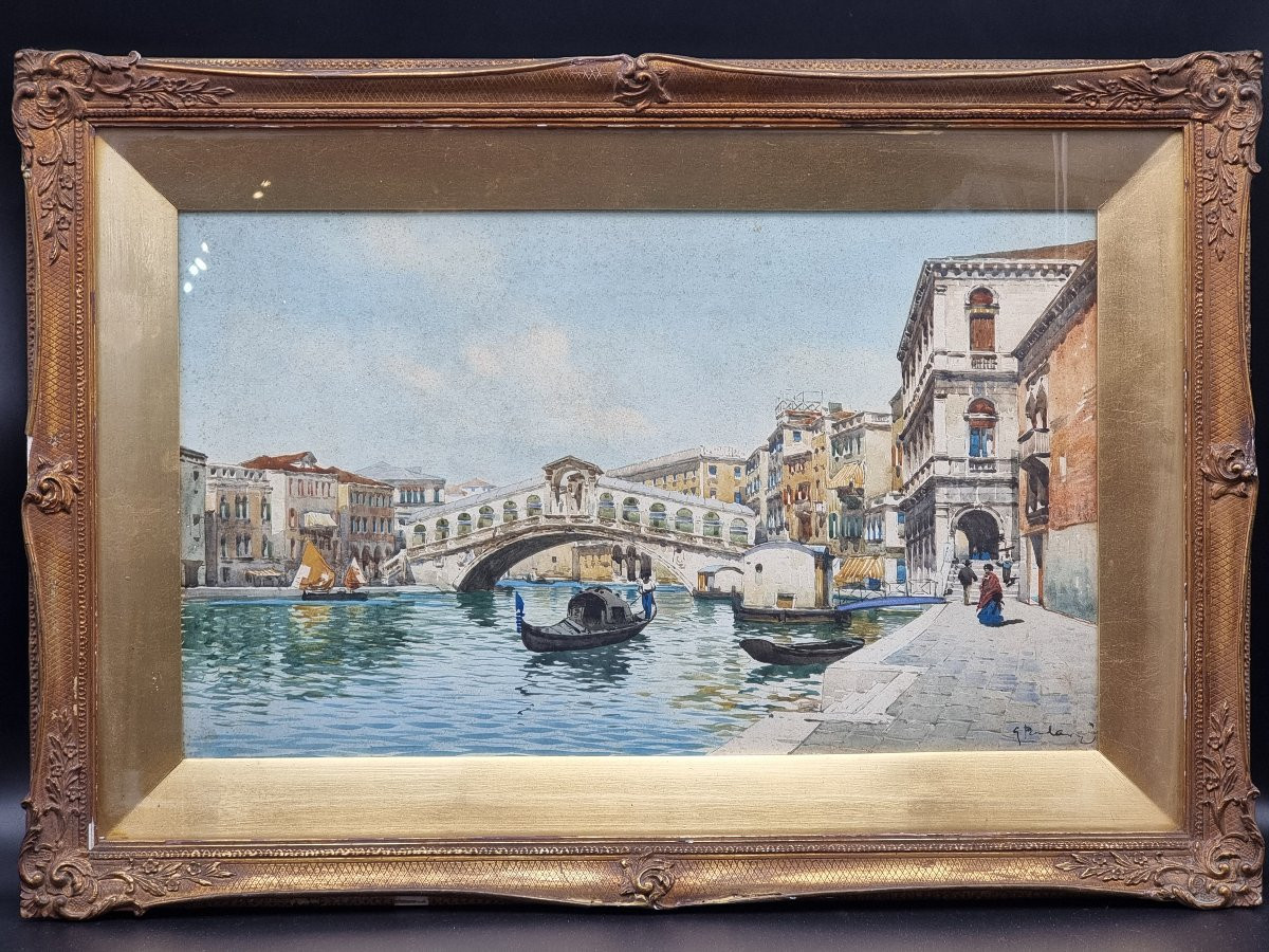 Acquerello veduta del Ponte di Rialto, Guido Peruzzi (XX secolo)-photo-4