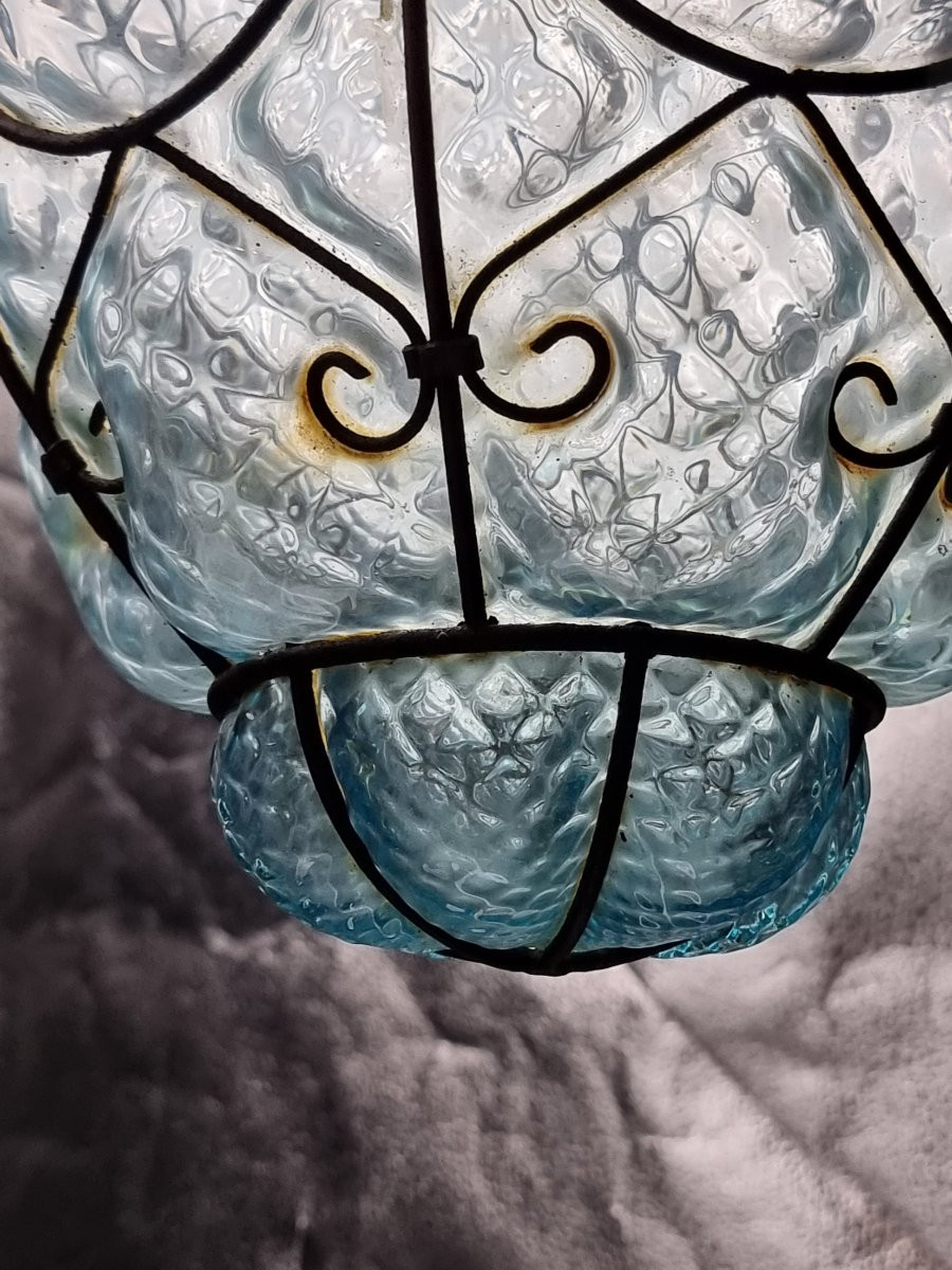 Lanterna veneziana in vetro soffiato  e ferro sagomato, inizi XX secolo-photo-2