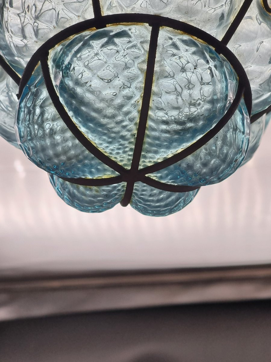 Lanterna veneziana in vetro soffiato  e ferro sagomato, inizi XX secolo-photo-1