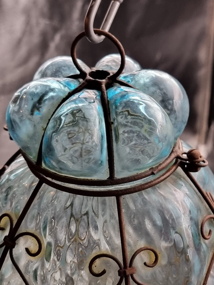 Lanterna veneziana in vetro soffiato  e ferro sagomato, inizi XX secolo-photo-2