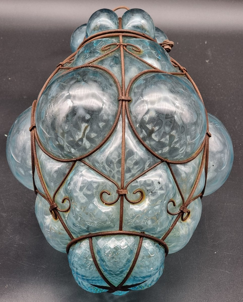 Lanterna veneziana in vetro soffiato  e ferro sagomato, inizi XX secolo-photo-4