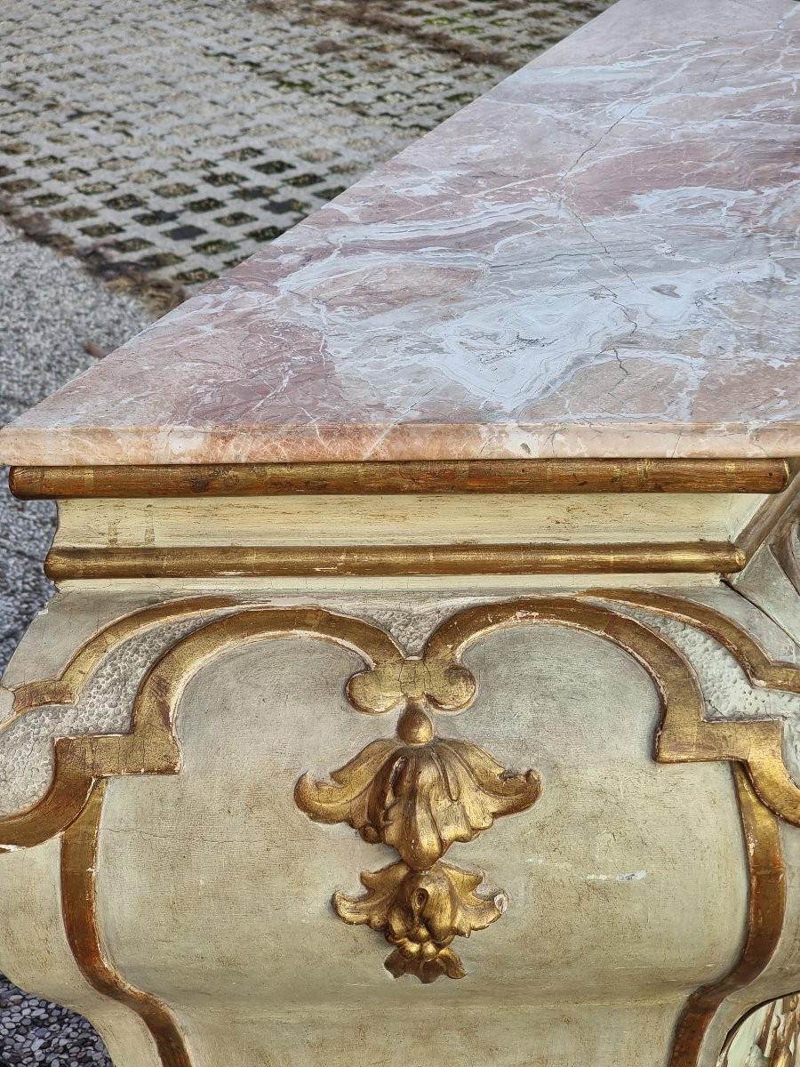 Commode bombée laccata e dorata, area veneta, XVIII secolo-photo-3