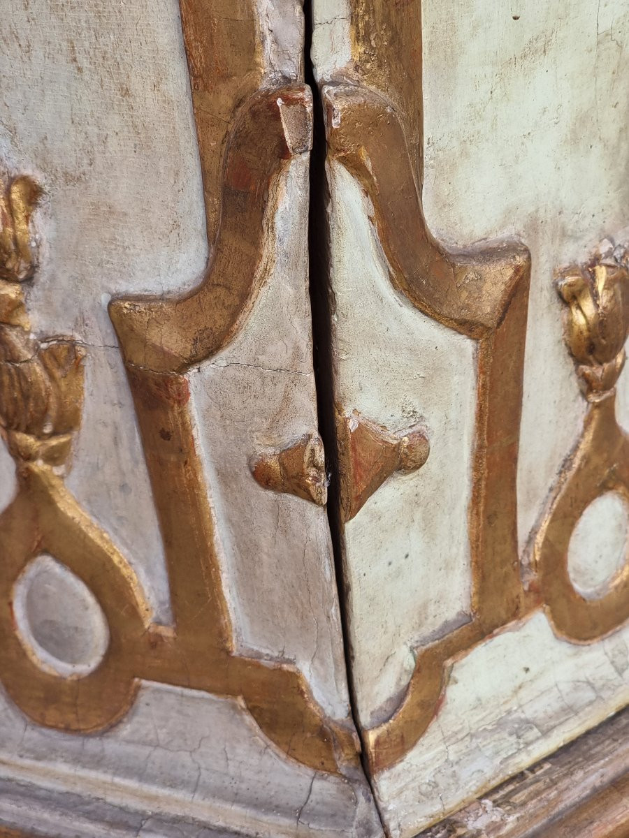 Commode bombée laccata e dorata, area veneta, XVIII secolo-photo-1