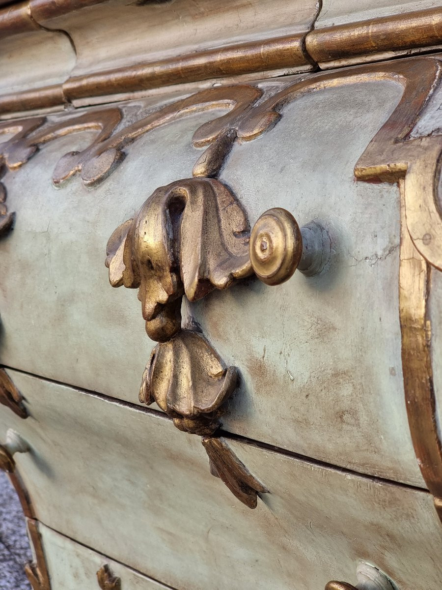 Commode bombée laccata e dorata, area veneta, XVIII secolo-photo-4