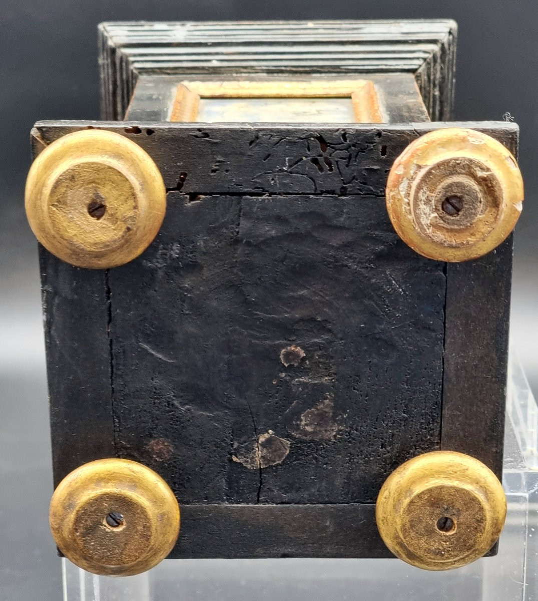 Base in legno ebanizzato decorata a finto lapislazzuli-photo-1