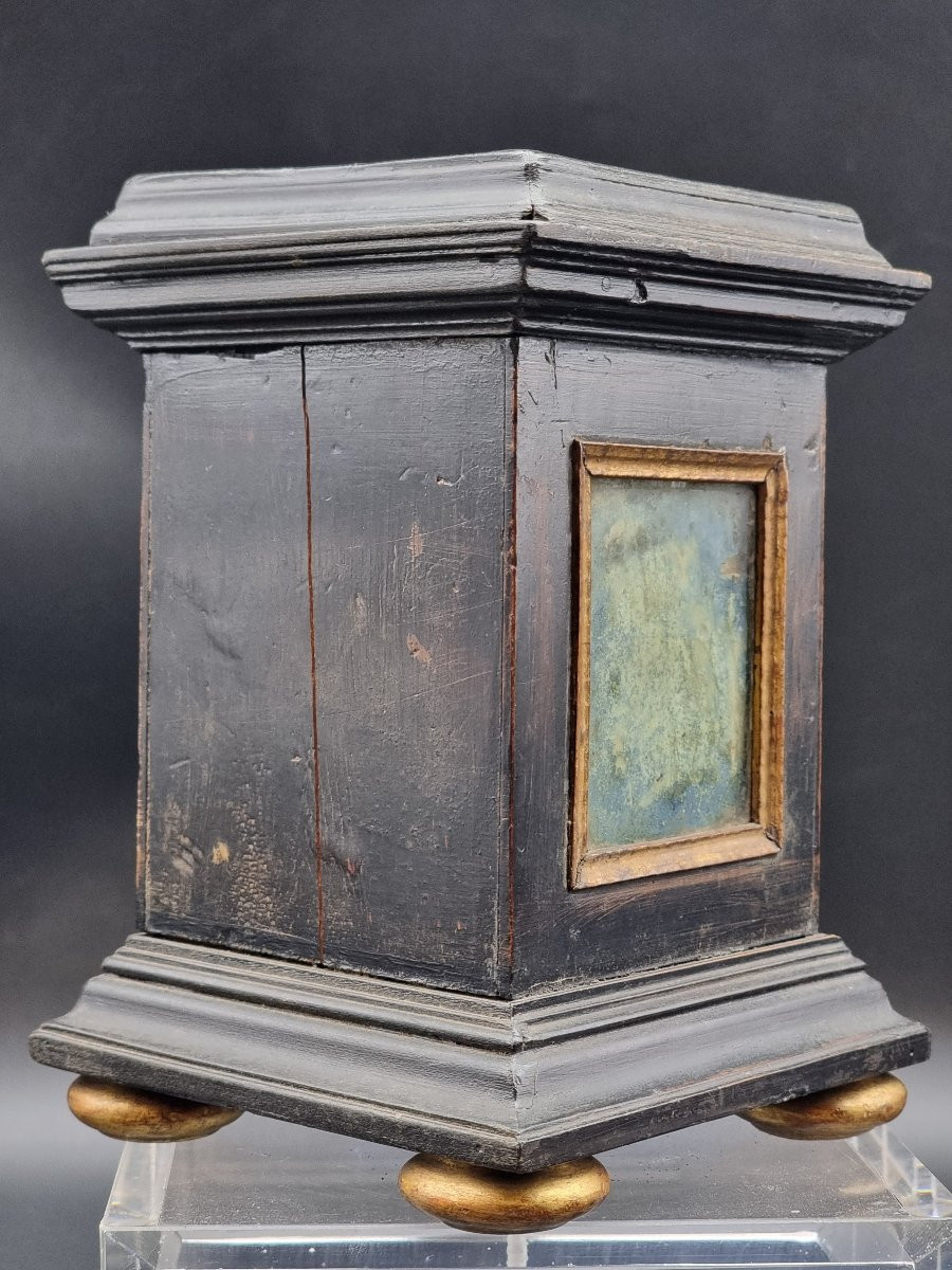 Base in legno ebanizzato decorata a finto lapislazzuli-photo-2