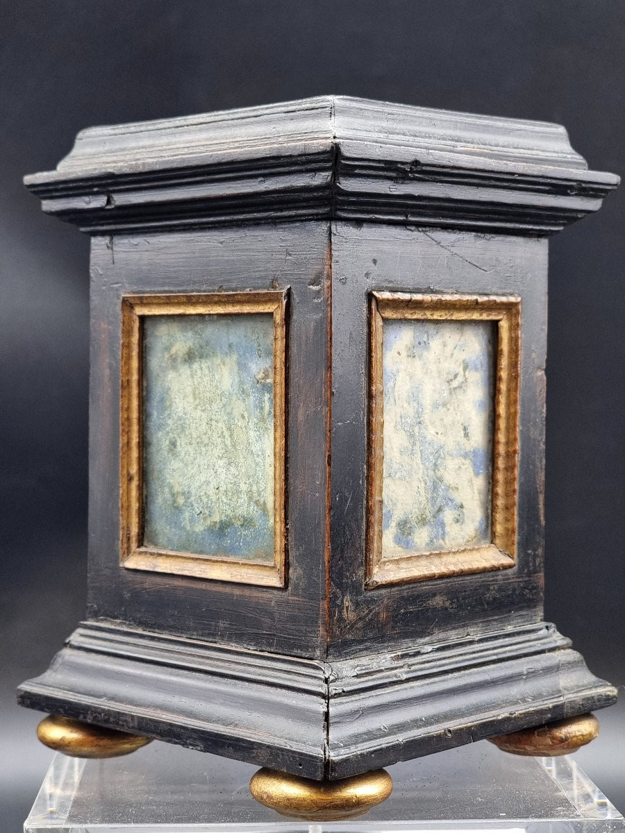 Base in legno ebanizzato decorata a finto lapislazzuli-photo-3