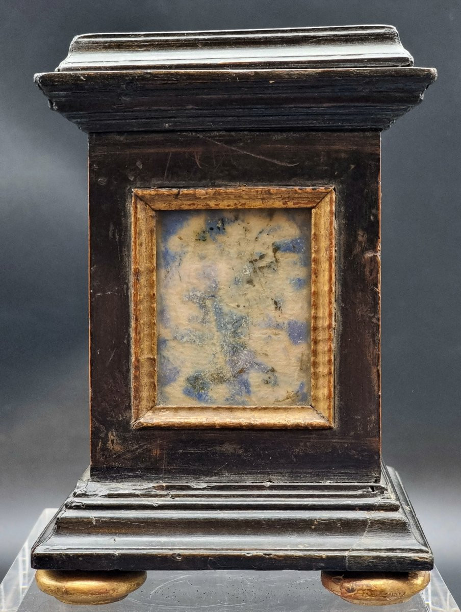 Base in legno ebanizzato decorata a finto lapislazzuli-photo-4