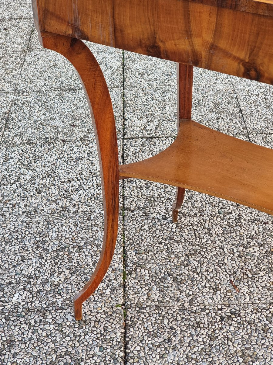 Tavolino veneto Impero in ciliegio e acero con decorazioni a china-photo-3