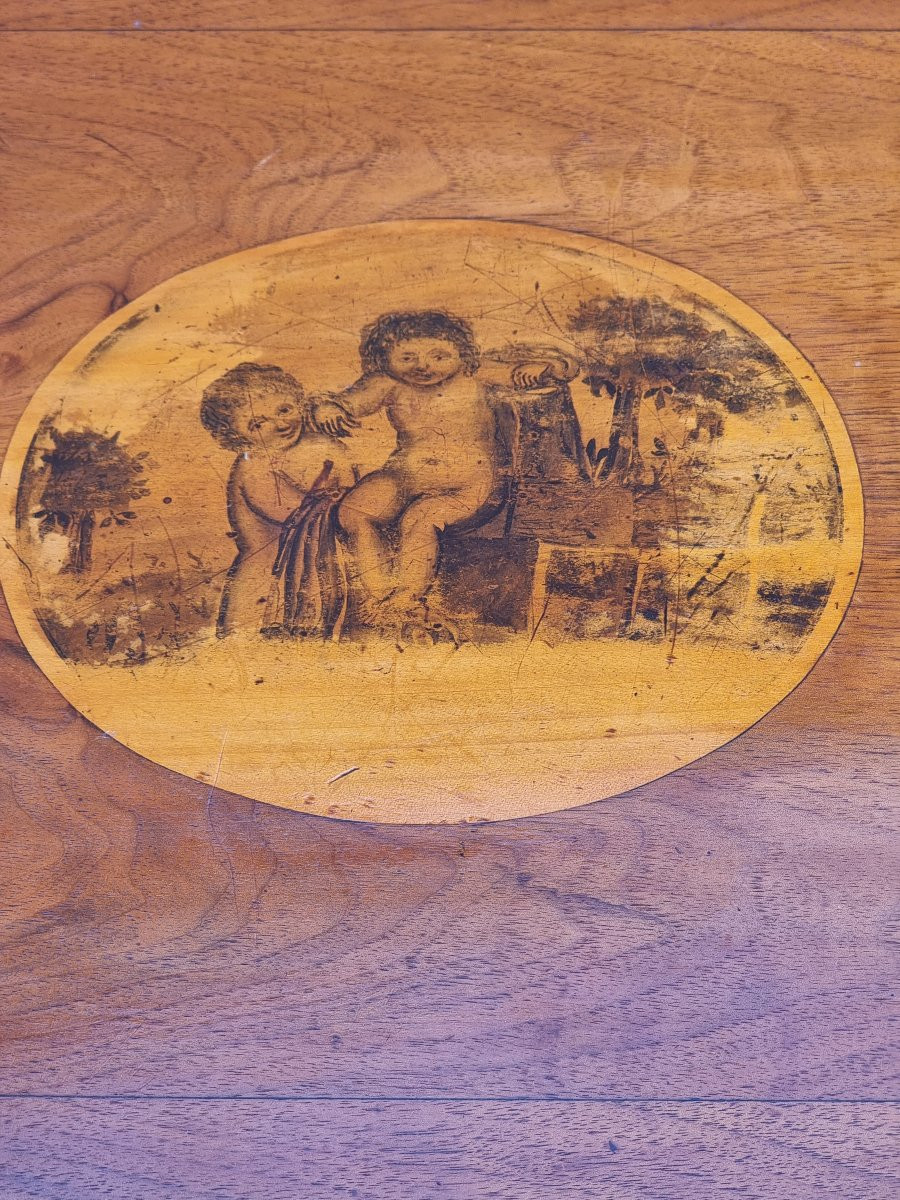 Tavolino veneto Impero in ciliegio e acero con decorazioni a china-photo-5