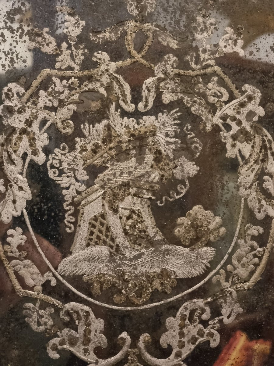 Lumière veneziana dorata con specchio inciso al mercurio – Venezia, metà XVIII secolo-photo-3