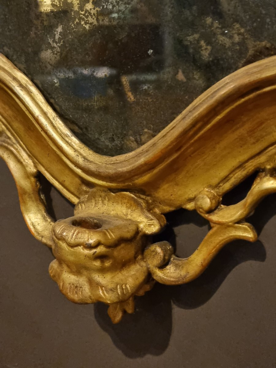 Lumière veneziana dorata con specchio inciso al mercurio – Venezia, metà XVIII secolo-photo-5