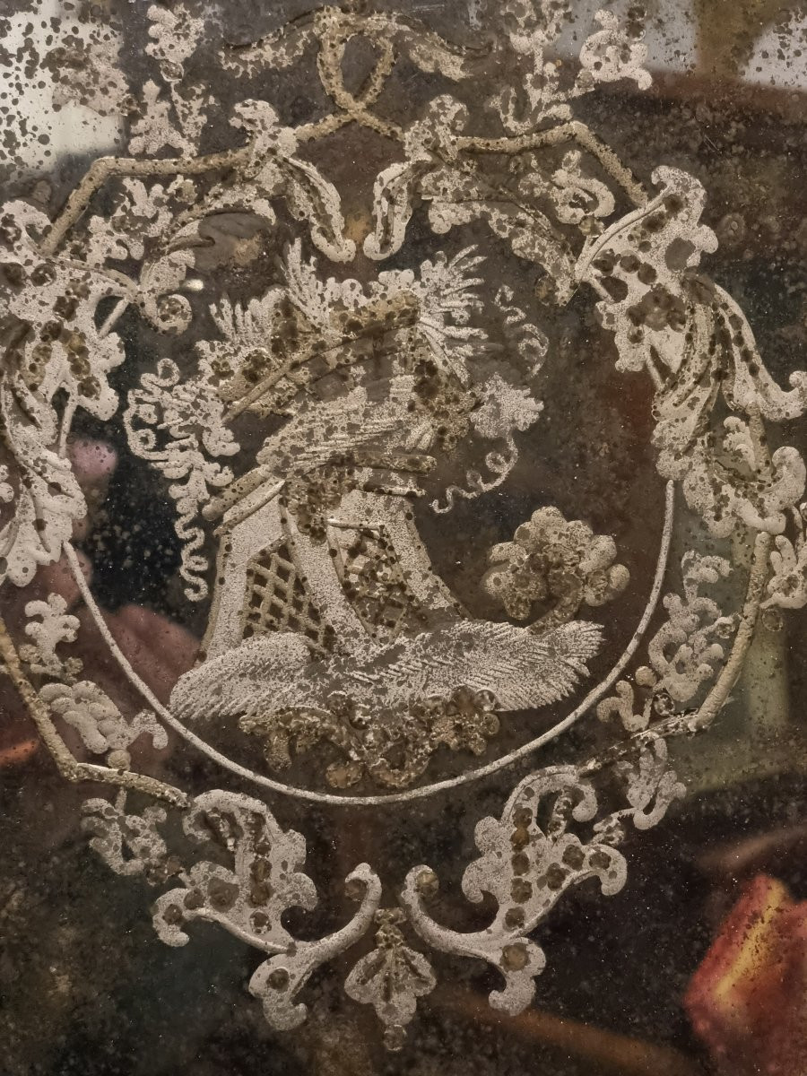 Lumière veneziana dorata con specchio inciso al mercurio – Venezia, metà XVIII secolo-photo-7