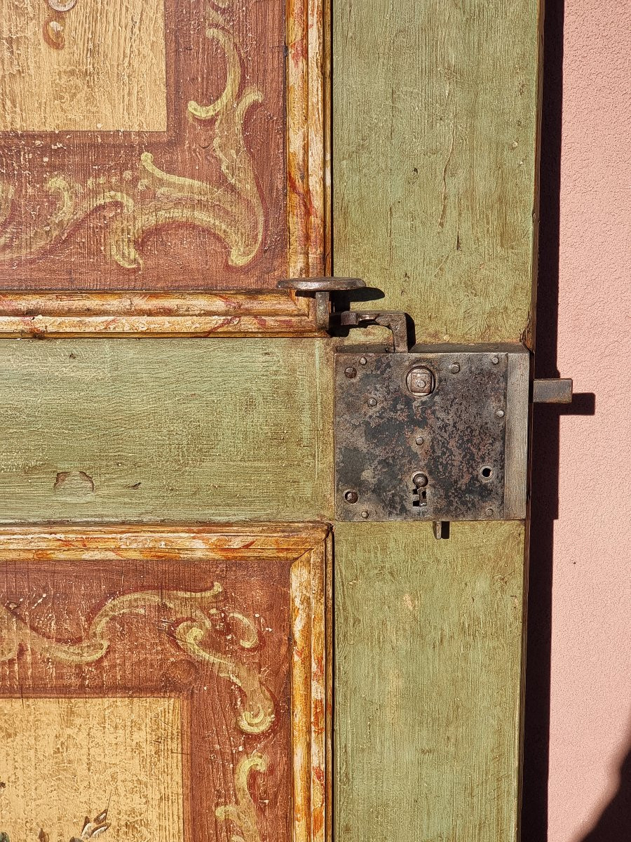 Set di tre porte antiche laccate e dipinte, arte popolare tirolese-photo-3