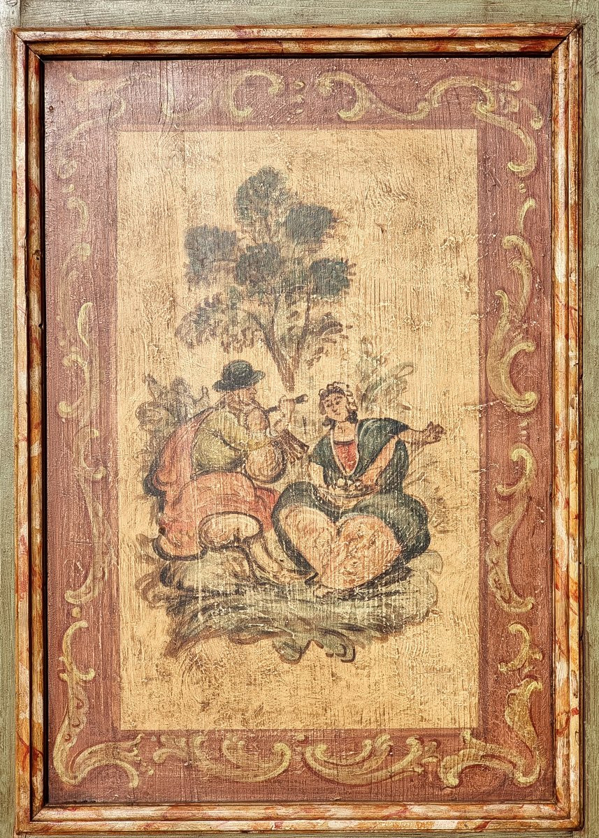 Set di tre porte antiche laccate e dipinte, arte popolare tirolese-photo-4