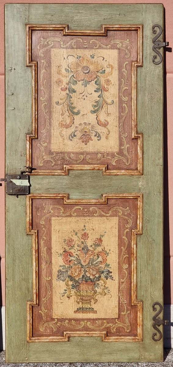Set di tre porte antiche laccate e dipinte, arte popolare tirolese-photo-1