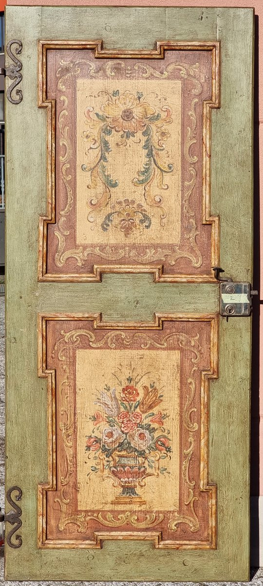 Set di tre porte antiche laccate e dipinte, arte popolare tirolese-photo-3