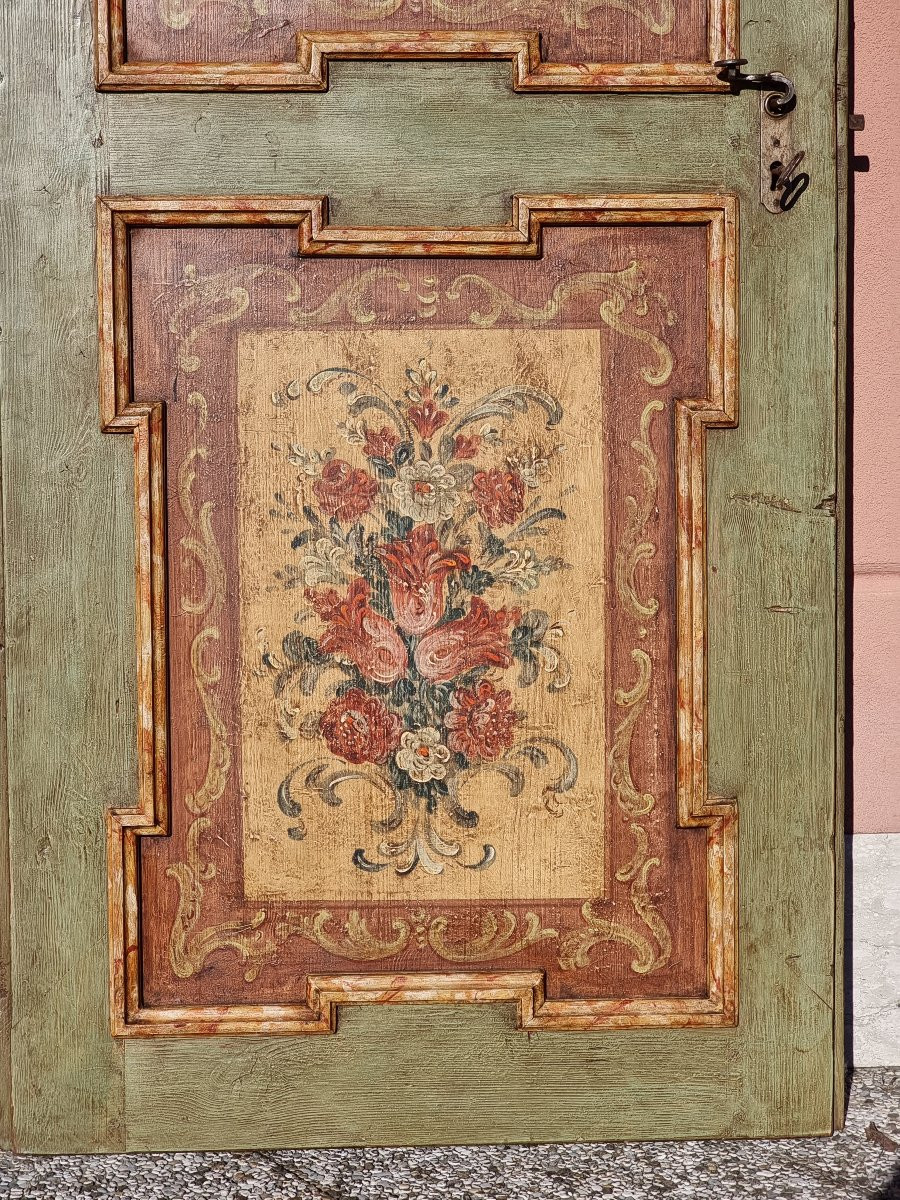 Set di tre porte antiche laccate e dipinte, arte popolare tirolese-photo-6