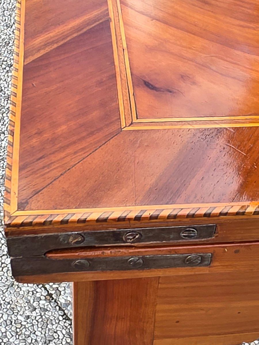 Coppia di tavolini da gioco a libro in ciliegio – Veneto, fine Luigi XVI / primo Impero-photo-3