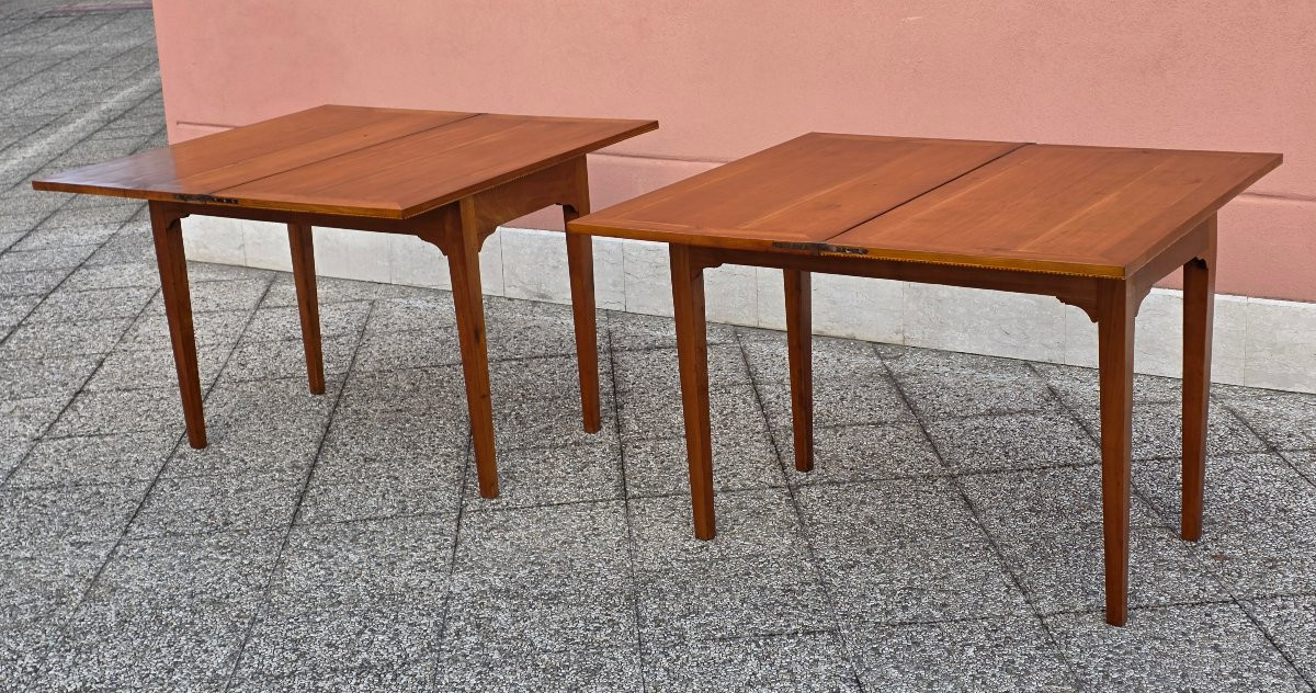 Coppia di tavolini da gioco a libro in ciliegio – Veneto, fine Luigi XVI / primo Impero-photo-2