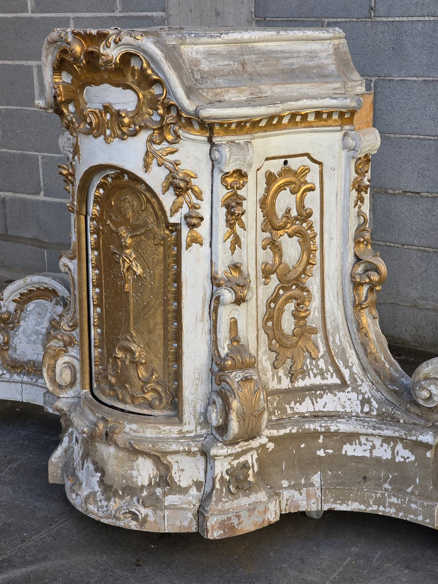 tabernacolo d’altare barocco in legno intagliato e dorato Italia, XVIII secolo-photo-4