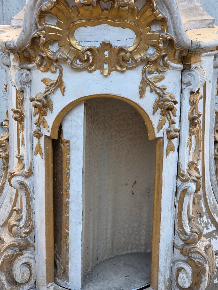 tabernacolo d’altare barocco in legno intagliato e dorato Italia, XVIII secolo-photo-1