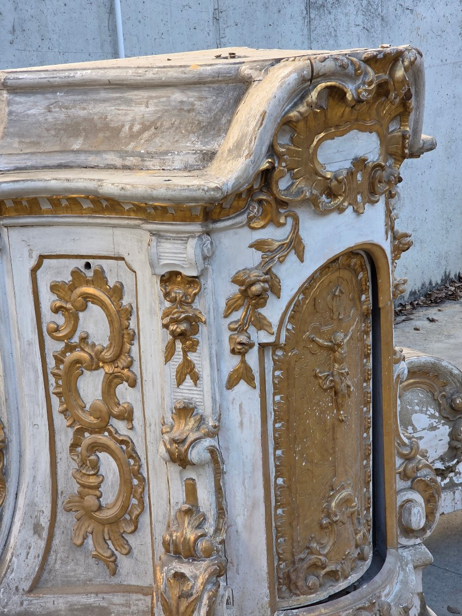 tabernacolo d’altare barocco in legno intagliato e dorato Italia, XVIII secolo-photo-6