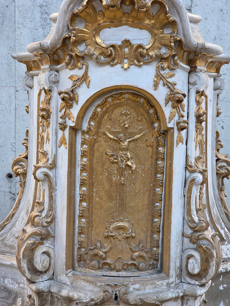 tabernacolo d’altare barocco in legno intagliato e dorato Italia, XVIII secolo-photo-7