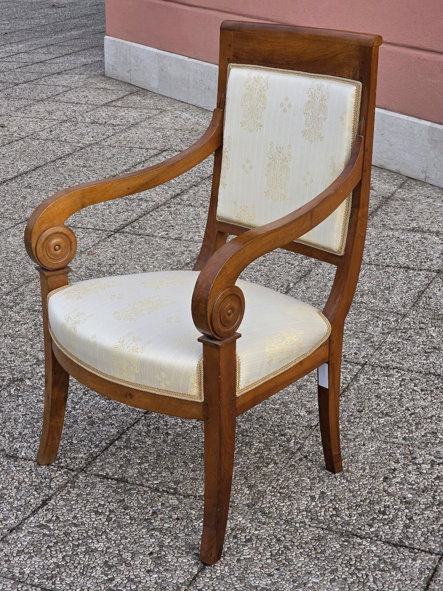 Coppia di poltrone Direttorio in noce, Nord Italia, inizi XIX secolo-photo-1
