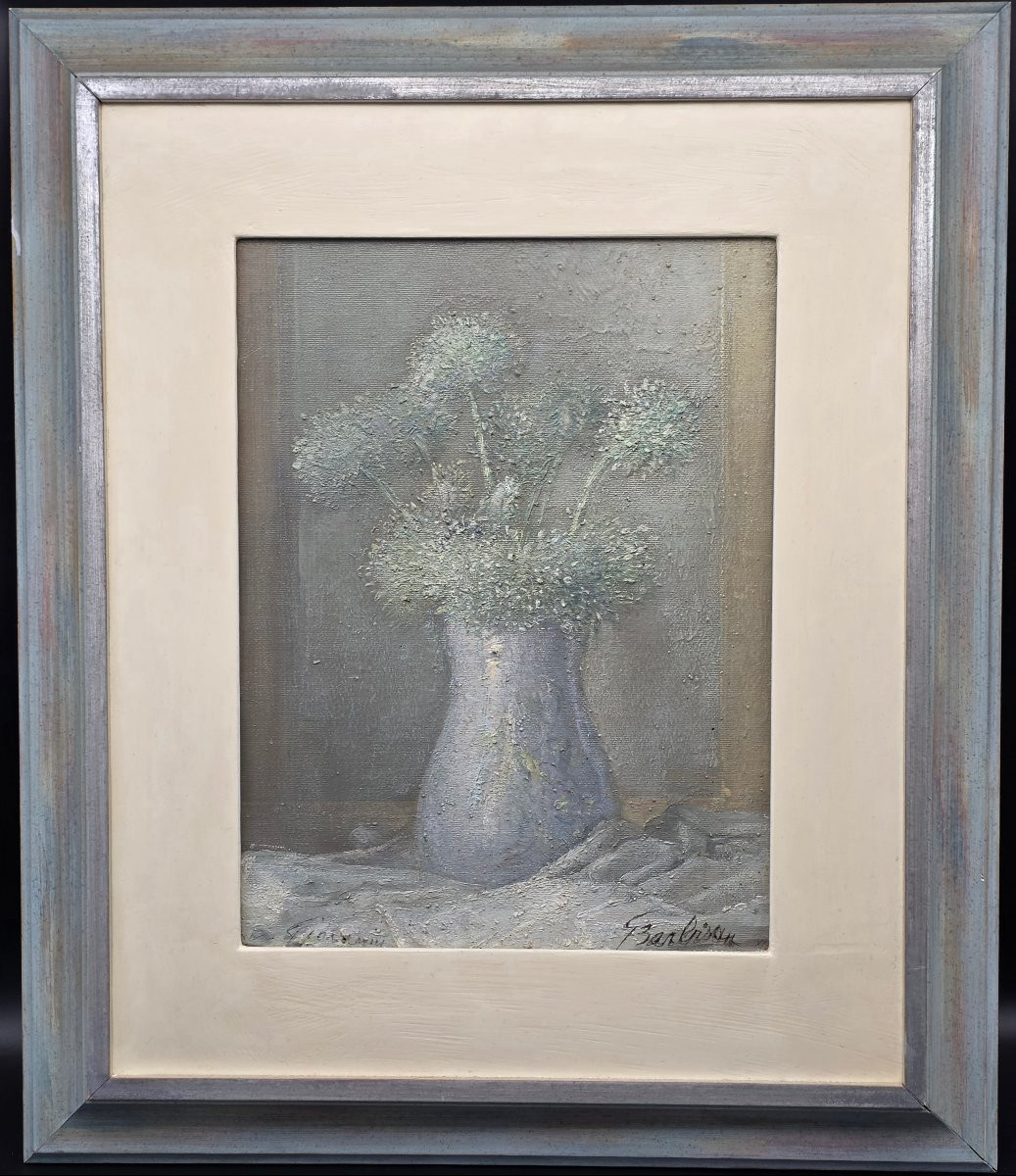 Giovanni Barbisan Vaso di fiori Olio su tela-photo-3