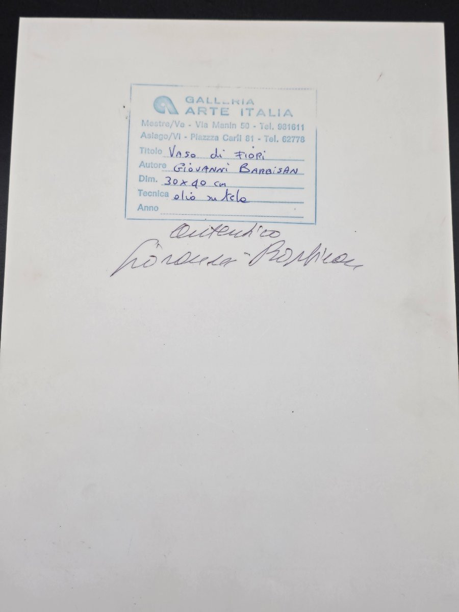 Giovanni Barbisan Vaso di fiori Olio su tela-photo-4