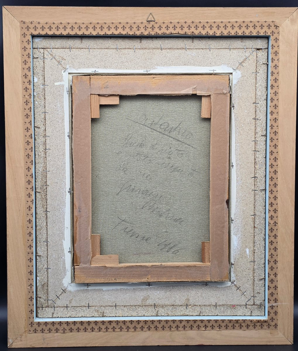 Giovanni Barbisan Vaso di fiori Olio su tela-photo-2