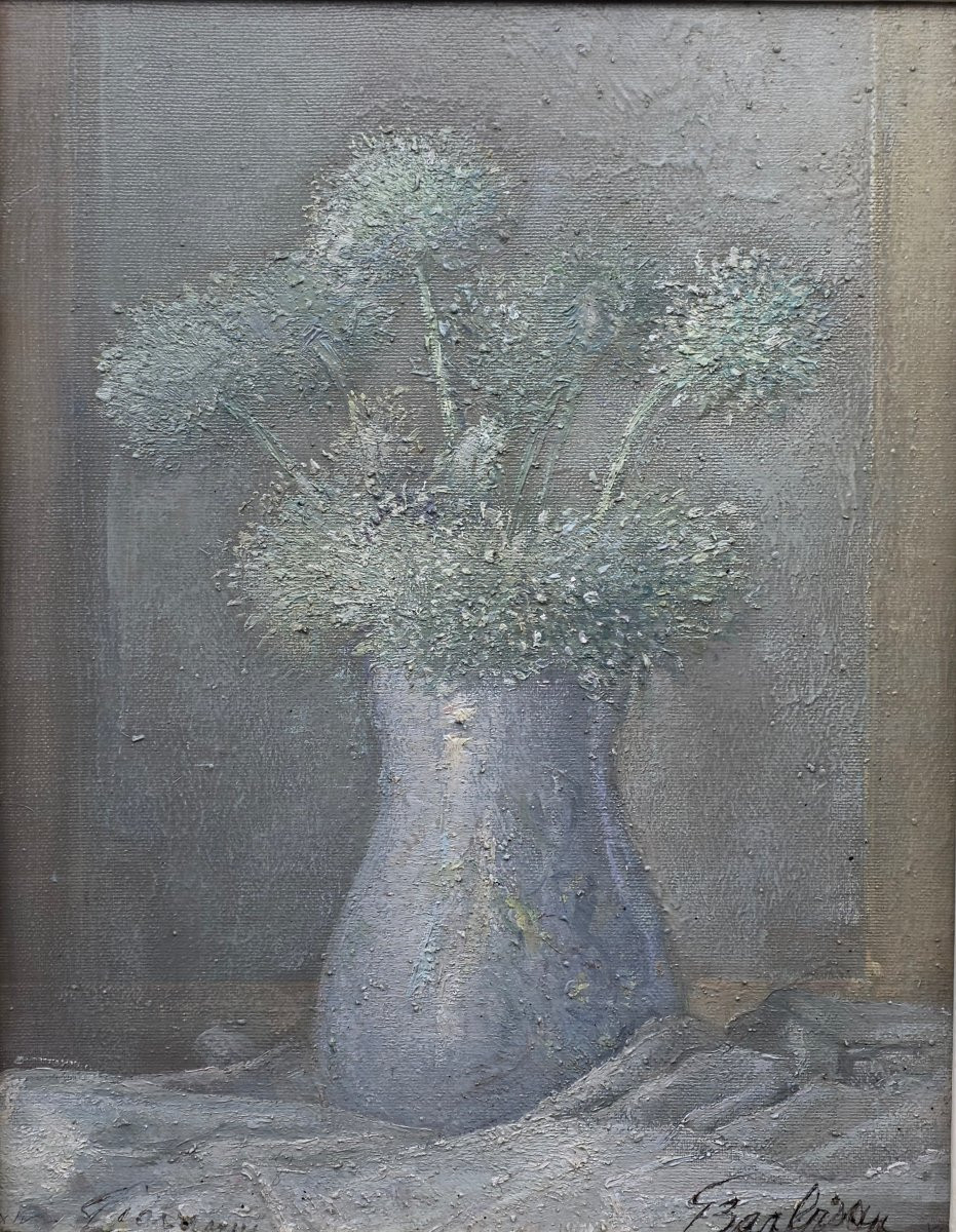 Giovanni Barbisan Vaso di fiori Olio su tela-photo-4