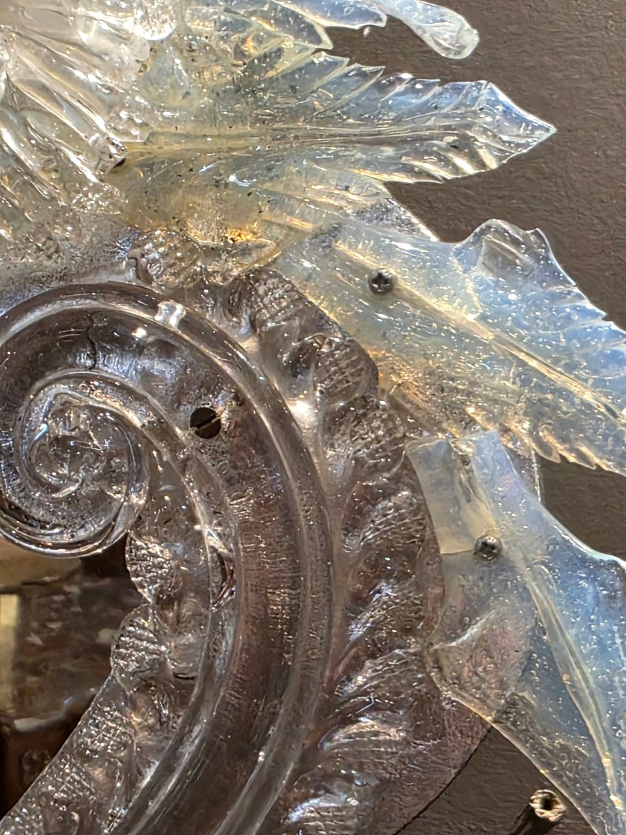 Specchiera veneziana in vetro iridescente, fine XIX secolo-photo-3